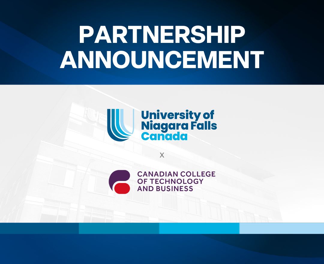 Partnership logos of University of Niagara Falls and CCTB