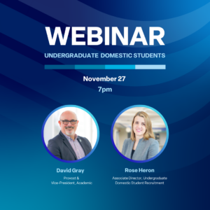 Graphic of a webinar event with 2 speakers